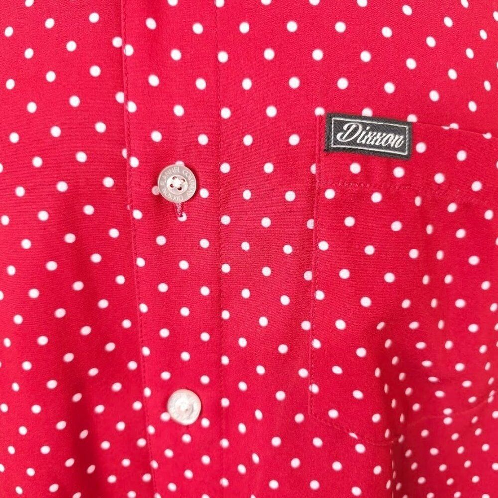 Dixxon Lumbergh Shirt Mens Size Medium Red White Polka Dots D-Lite Short Sleeves - Picture 3 of 6